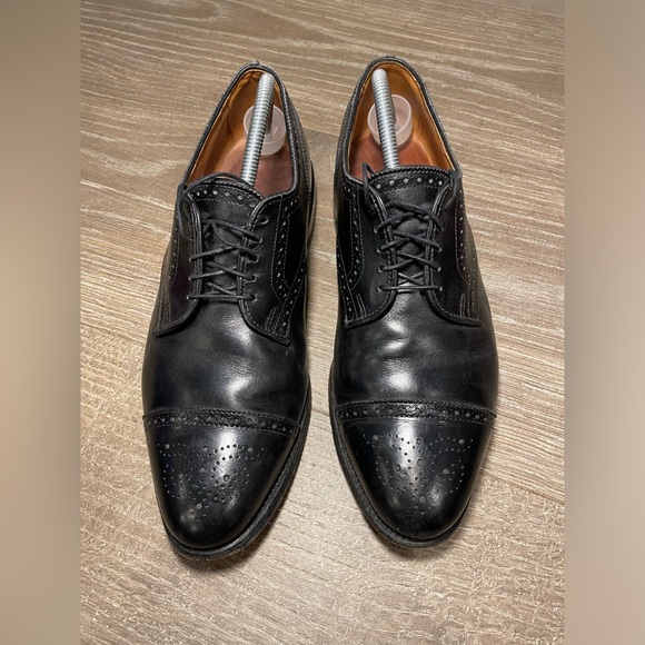 Allen Edmonds Mens Sanford  Derby Dress Shoes Cap Toe Black  Size 10.5 D
